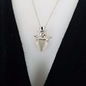 Sweetheart Snowman Sterling Silver Plated Holiday Winter Drop Necklace